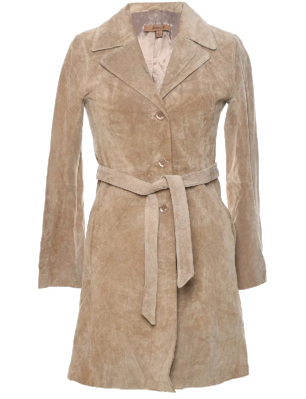 Light Brown Suede Jacket - S Wool Fabric Cashmere Fabric Tweed Fabric