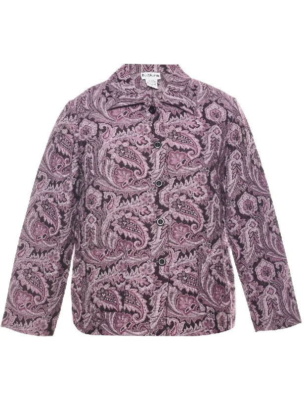 Paisley Pattern Tapestry Jacket - XS Hoodie Zip-Up Jacket Button-Up Jacket