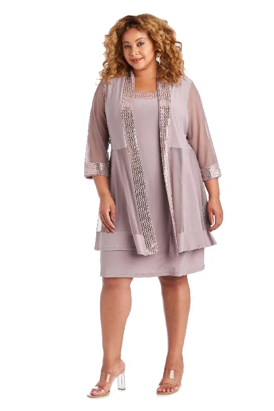R&M Richards 5327W Short Plus Size Jacket Dress Belted Jacket Elasticated Jacket Padded Jacket