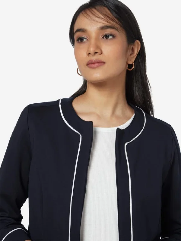 Wardrobe Navy Contrast Design Jacket Fleece Jacket Down Jacket Feather Jacket