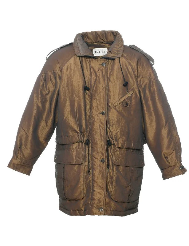 Olive Green Ski Jacket - L Front Pockets Side Pockets Patch Pockets