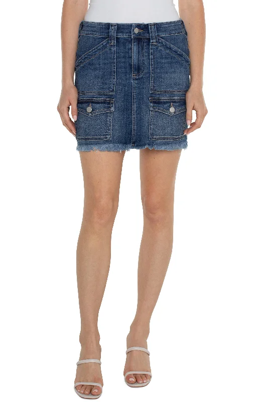 Liverpool Cargo Skirt with Fray Hem (State Street) linen skirt airy
