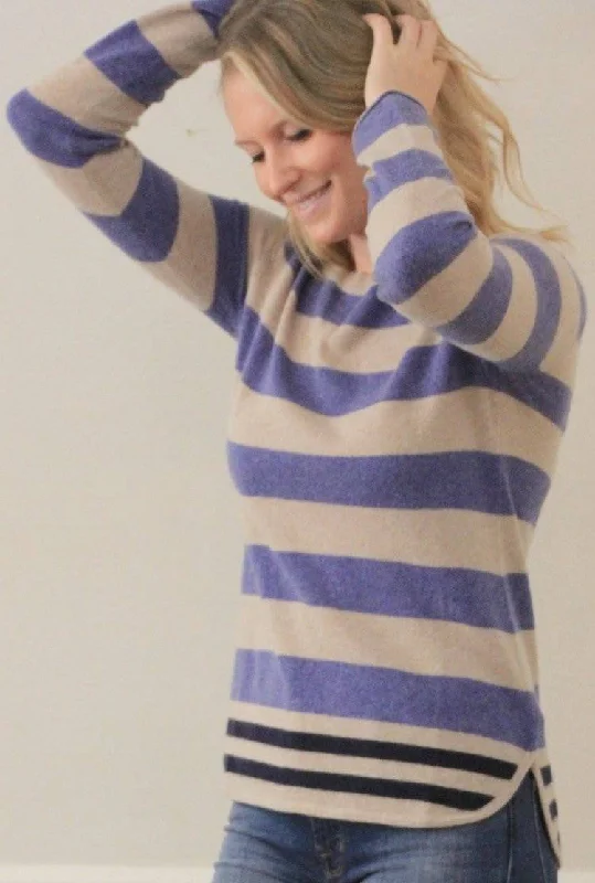 IsleField Eleanor Boatneck Cashmere Knit Sweater in Classic Stripe Satin Fabric Silk Fabric Chiffon Fabric
