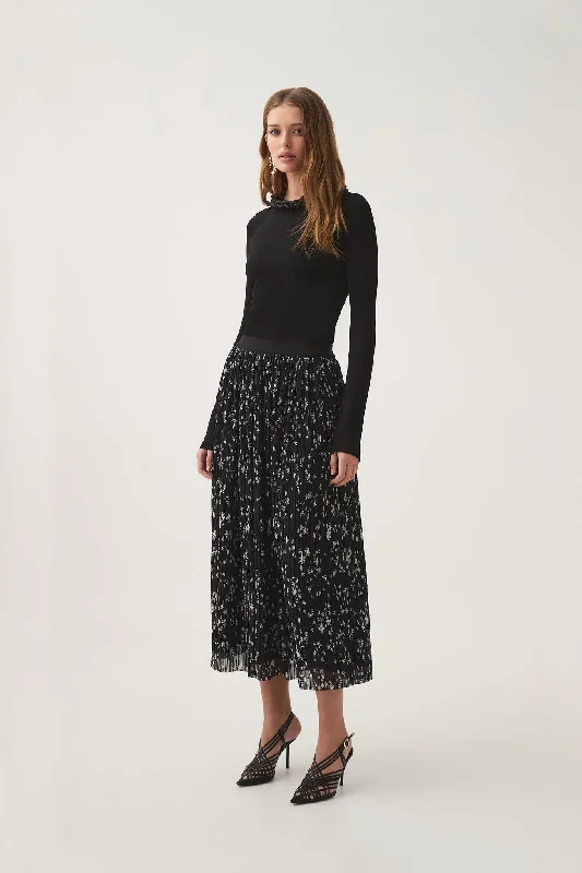 Starflower Midi Skirt elastic waist skirt