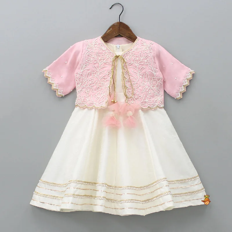 Pre Order: Off White Kurti With Pink Organza Jacket Elasticated Jacket Padded Jacket Insulated Jacket Pre Order: Off White Kurti With Pink Organza Jacket Elasticated Jacket Padded Jacket Insulated Jacket