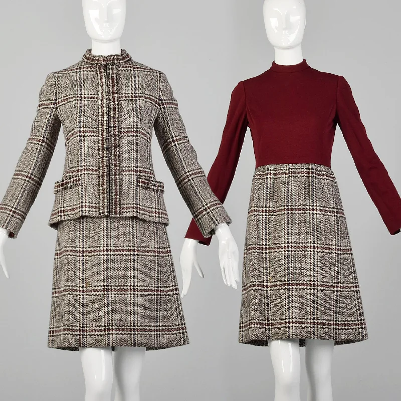 Small 1960s George Halley Tweed Dress Set Knit Bodice Woven Skirt Jacket Autumn Long Sleeve Outfit Appliqued Jacket Beaded Jacket Sequined Jacket Small 1960s George Halley Tweed Dress Set Knit Bodice Woven Skirt Jacket Autumn Long Sleeve Outfit Appliqued Jacket Beaded Jacket Sequined Jacket