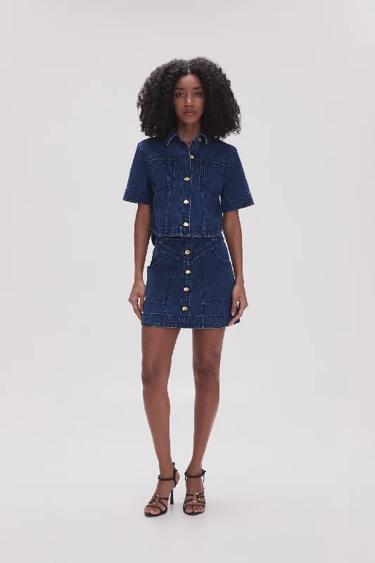 May Denim Mini Skirt silk skirt lustrous
