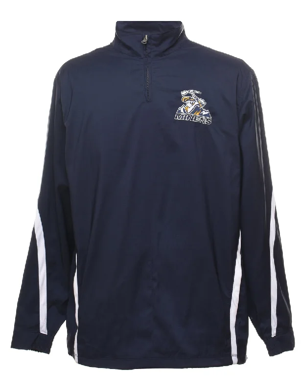Navy Miners Quarter-Zip Nylon Jacket - M Satin Jacket Silk Jacket Chiffon Jacket
