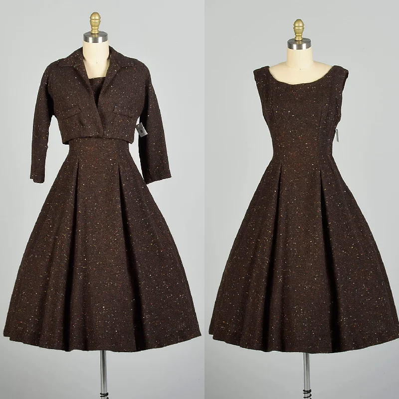 Small 1950s Wool Rainbow Fleck Set Brown Winter Jacket Dress Tweed Ensemble Print Jacket Jacquard Jacket Embroidered Jacket Small 1950s Wool Rainbow Fleck Set Brown Winter Jacket Dress Tweed Ensemble Print Jacket Jacquard Jacket Embroidered Jacket