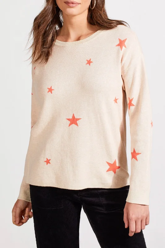 Tribal Crew Neck Reversible Sweater 1597O-576-0901 Azalea - 1 ONLY SIZE X-LARGE - 20% OFF Chenille Brocade Lace