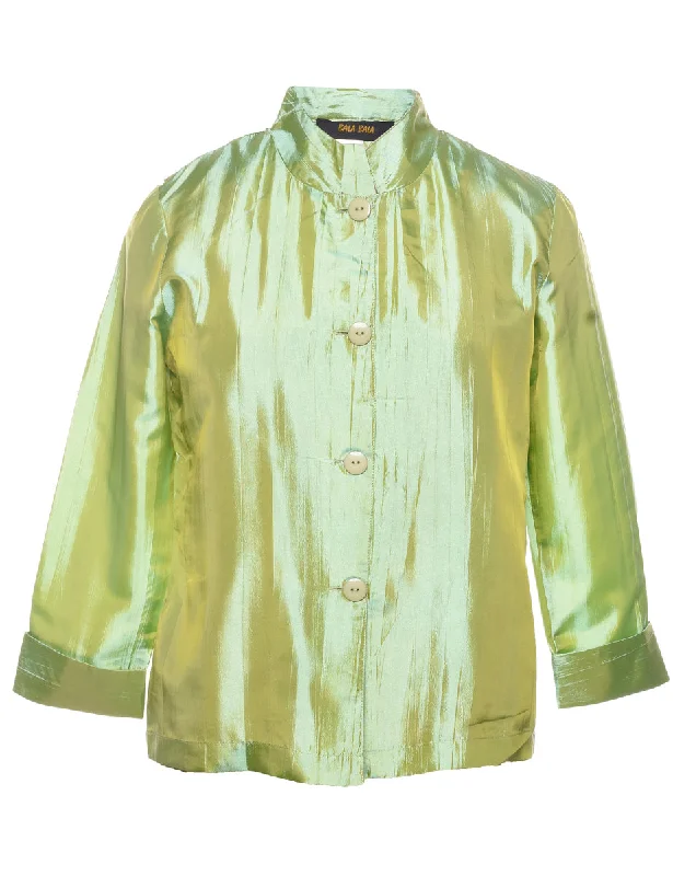 Light Green Evening Jacket - S Faux Fur Fabric Real Fur Fabric Shearling Fabric