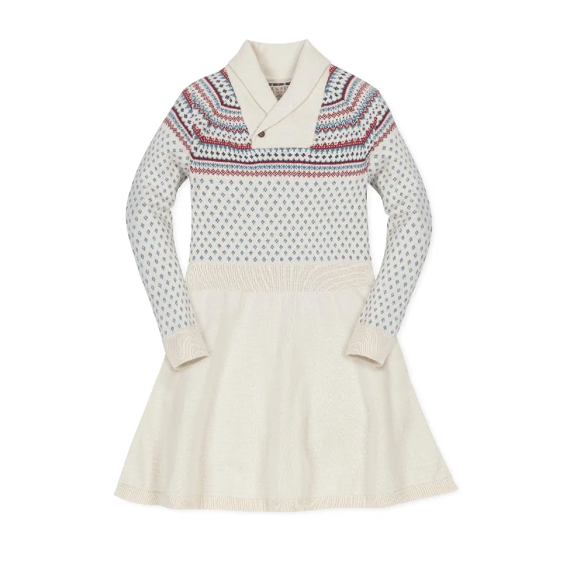 Organic Shawl Collar Sweater Dress - Baby Bright Pastel Dark