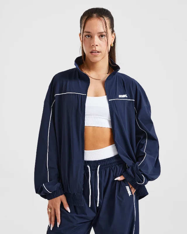 Justine Oversized Track Jacket - Navy Corduroy Jacket Velvet Jacket Brocade Jacket