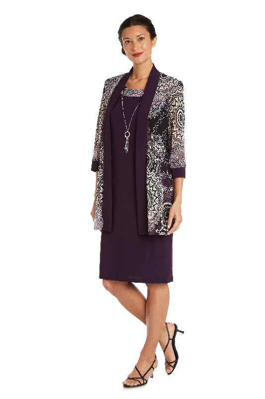 R&M Richards 7883 Short Print Jacket Cocktail Dress Boat Neck Shawl Collar Notched Collar R&M Richards 7883 Short Print Jacket Cocktail Dress Boat Neck Shawl Collar Notched Collar