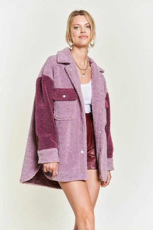Jade By Jane Colorblock sherpa jacket Snapped Jacket Toggled Jacket Drawstring Jacket Jade By Jane Colorblock sherpa jacket Snapped Jacket Toggled Jacket Drawstring Jacket