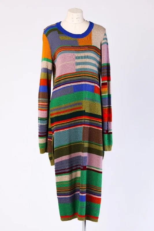 MARNI | Intarsia-Knit Striped Sweater Dress Knit Fabric Woven Fabric Fleece Fabric