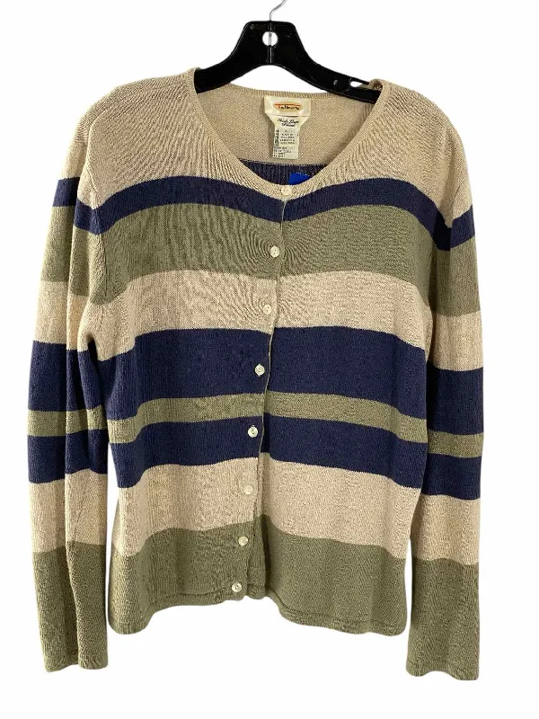 Talbots Size L Beige Green & Blue Stripes Sweater Slim Fit Regular Fit Oversized