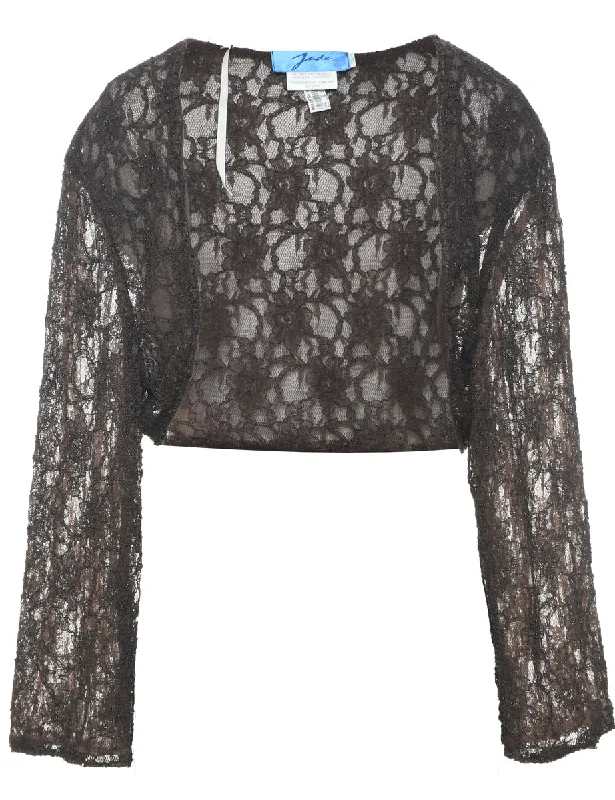 Lace Bolero Jacket - L Collared Jacket Crew Neck Jacket Turtle Neck Jacket