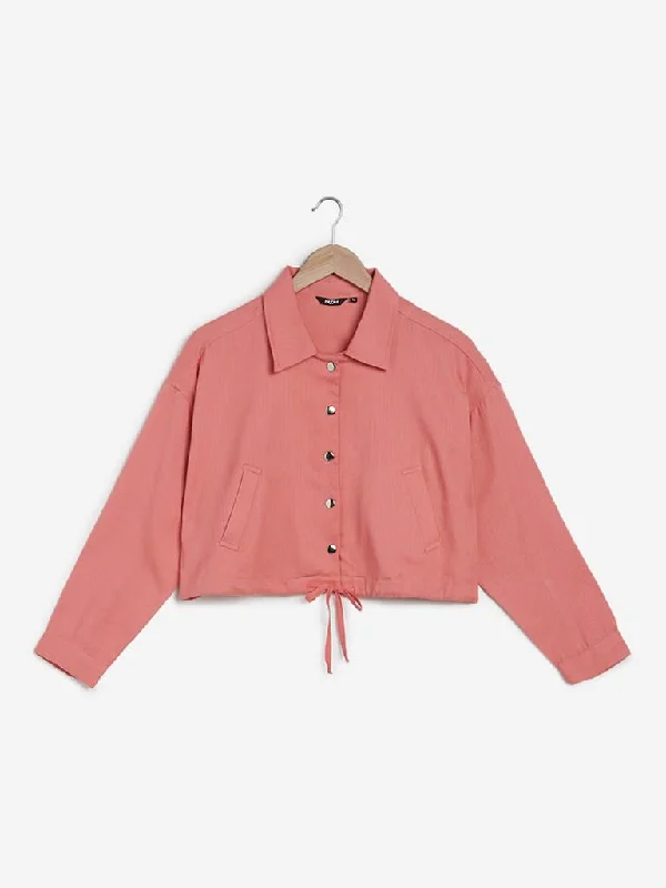 Nuon Coral Self-Patterned Anika Crop Jacket Wool Jacket Cashmere Jacket Tweed Jacket Nuon Coral Self-Patterned Anika Crop Jacket Wool Jacket Cashmere Jacket Tweed Jacket