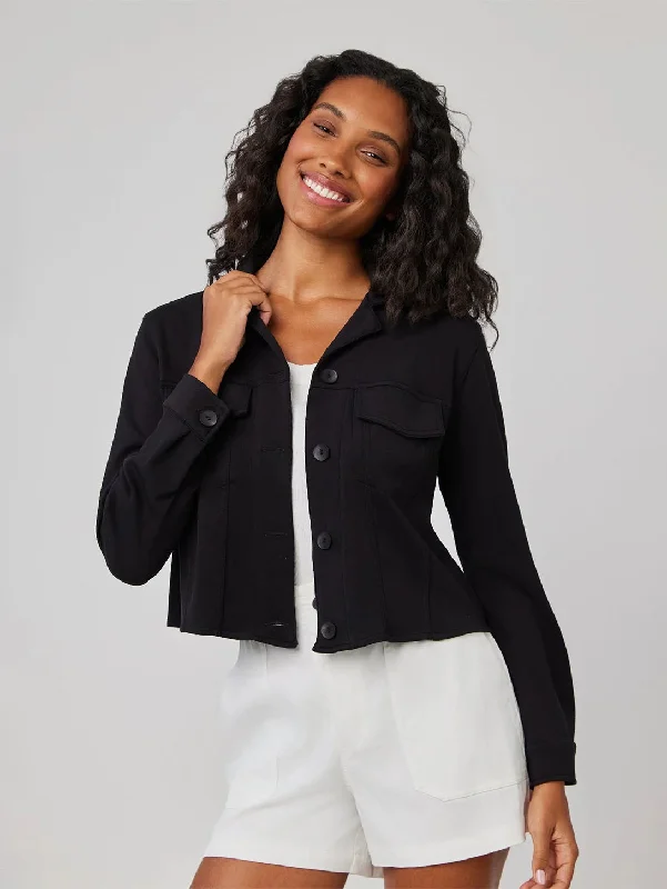 Coco Cropped Jacket - Black Jersey Jacket Tulle Jacket Batik Jacket