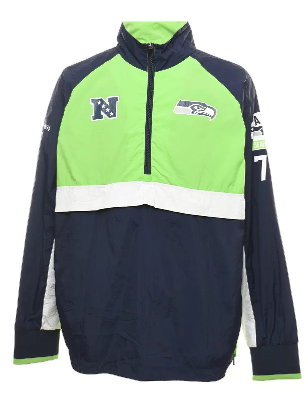 NFL Seattle Seahawks Lime Green & Navy Nylon Jacket - XL Denim Jacket Leather Jacket Suede Jacket