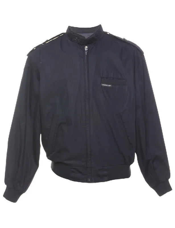 Navy Members Only Zip-Front Jacket - S Denim Jacket Leather Jacket Suede Jacket