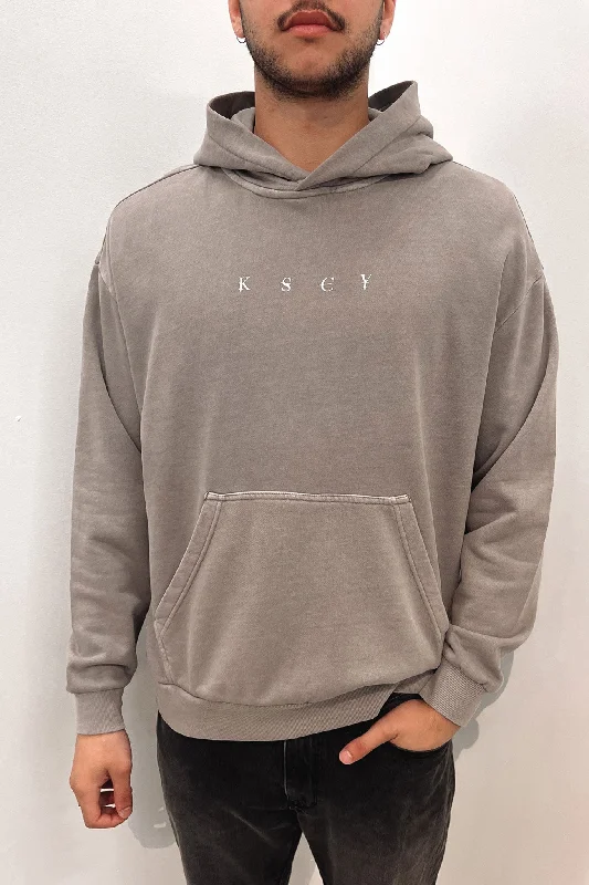 Cordero Relaxed Hooded Sweater Pigment Elephant Grey Spandex Rayon Corduroy