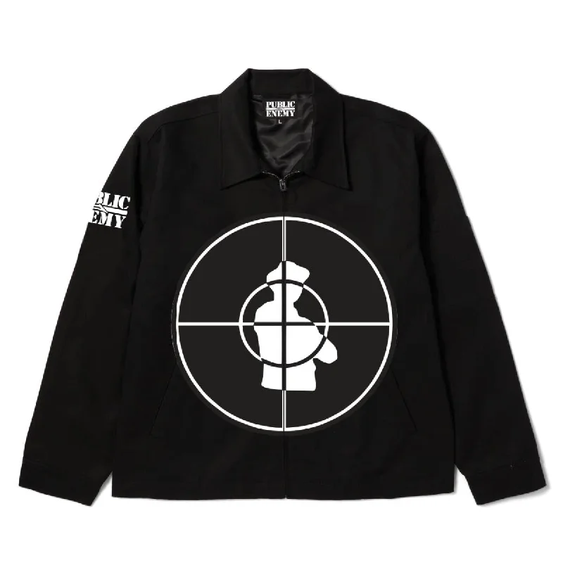 Lakai x Public Enemy Sniper Logo Jacket Black Wool Jacket Cashmere Jacket Tweed Jacket