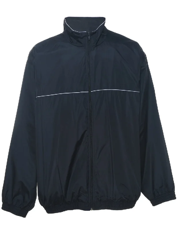 Navy Zip-Front Nylon Jacket - XL V-Neck Jacket Boat Neck Jacket Square Neck Jacket