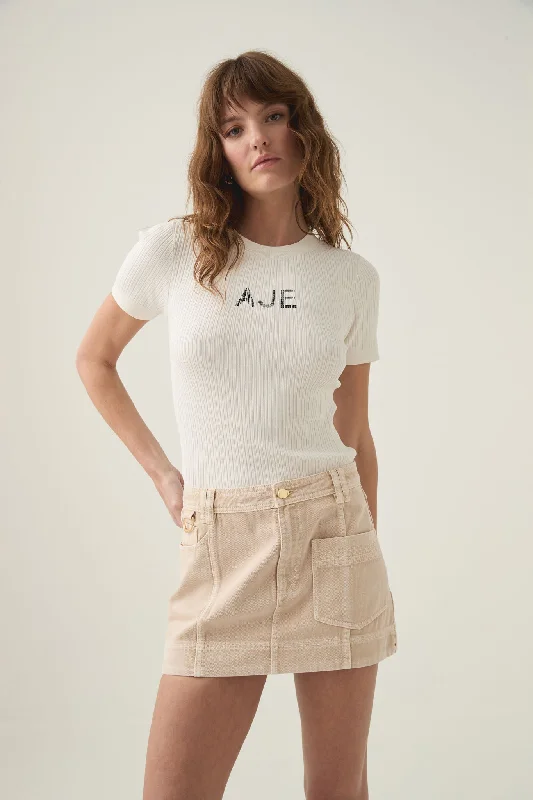 Kya Contrast Denim Micro Skirt silk skirt luxurious