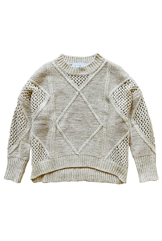 Cable Knit Fisherman Sweater - Oatmeal Handmade Hand-knitted Hand-woven