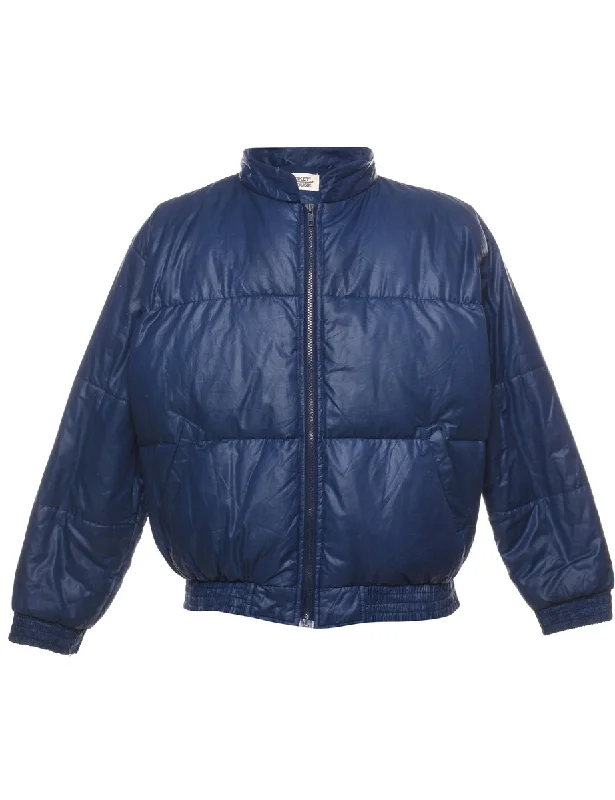 Navy Zip-Front Classic Puffer Jacket - L Plaid Jacket Tartan Jacket Houndstooth Jacket Navy Zip-Front Classic Puffer Jacket - L Plaid Jacket Tartan Jacket Houndstooth Jacket