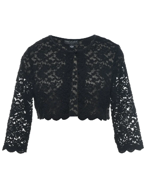 Lace Floral Pattern Jacket - L Notch Collar Jacket Peter Pan Collar Jacket Cowl Neck Jacket Lace Floral Pattern Jacket - L Notch Collar Jacket Peter Pan Collar Jacket Cowl Neck Jacket