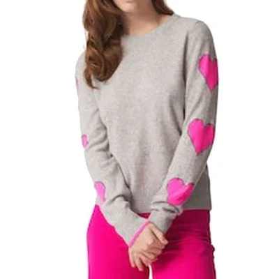 Bergen Cashmere Sweater GREY Pink Heart Sleeve FW23 Sweater Knitwear Pullover
