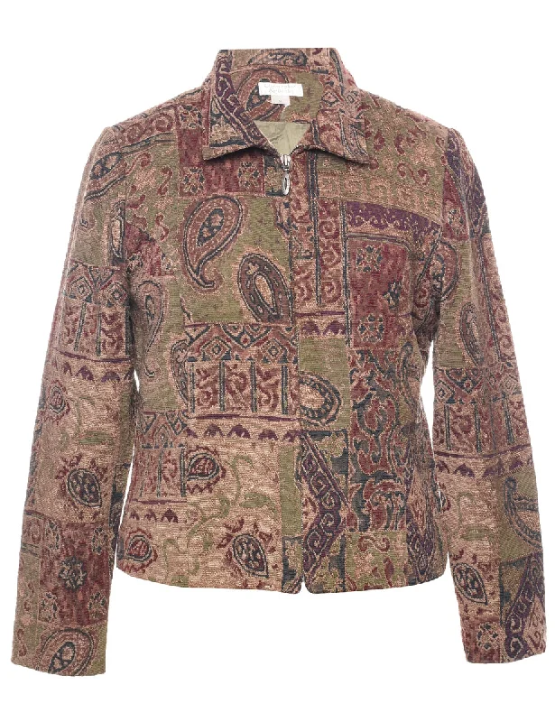 Paisley Pattern Tapestry Jacket - M Fleece Fabric Down Fabric Feather Fabric