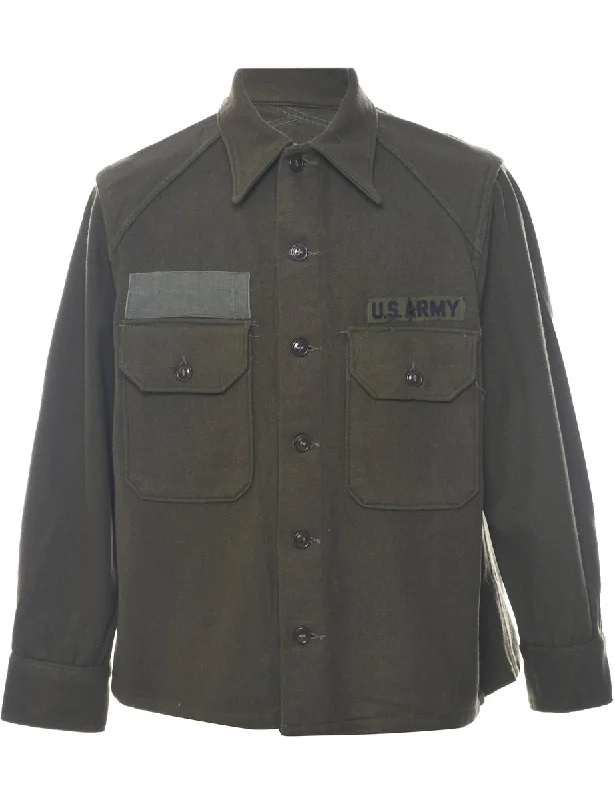Olive Green Military Jacket - M Tailored Jacket Straight Jacket A-Line Jacket