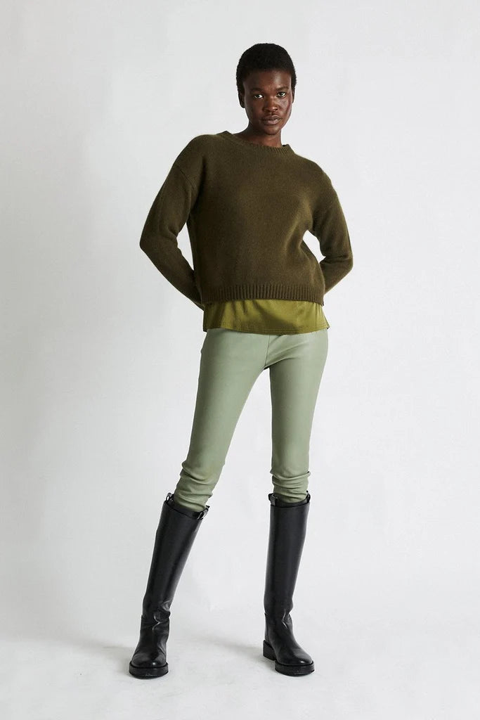 Cashmere Sweater - Kelp Green Ribbed Striped Patterned