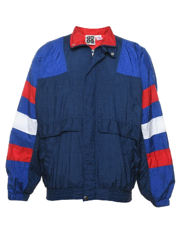 Navy, Red & White Contrast 1990s Nylon Jacket - M Toggled Jacket Drawstring Jacket Belted Jacket Navy, Red & White Contrast 1990s Nylon Jacket - M Toggled Jacket Drawstring Jacket Belted Jacket