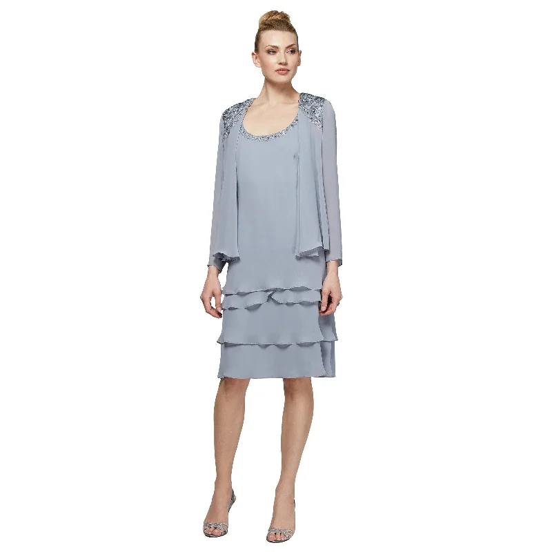 SL Fashions 122372 Short Beaded Tiered Jacket Dress Toggled Jacket Drawstring Jacket Belted Jacket SL Fashions 122372 Short Beaded Tiered Jacket Dress Toggled Jacket Drawstring Jacket Belted Jacket