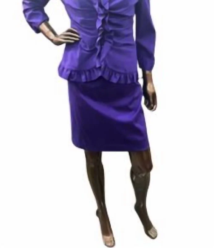 Sheath Dress With Jacket In Purple Fleece Jacket Down Jacket Feather Jacket