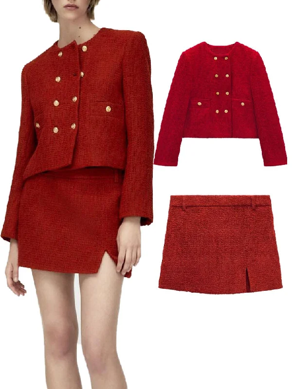 ZA autumn ladies all-match casual texture double-breasted suit jacket and high-waist texture skirt office professional wear Trench Coat Raincoat Waterproof Jacket ZA autumn ladies all-match casual texture double-breasted suit jacket and high-waist texture skirt office professional wear Trench Coat Raincoat Waterproof Jacket