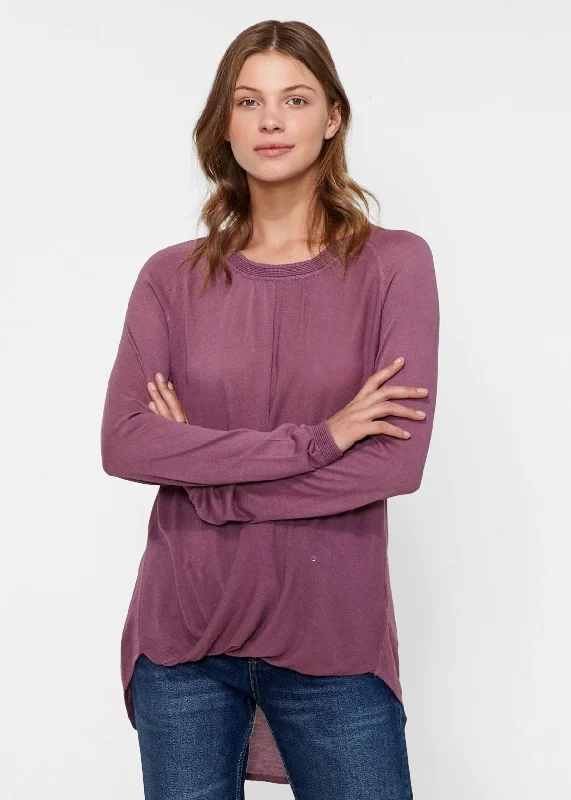 Women's Wrap Hem Sweater In Fig Layered Multi-layer Single Layer