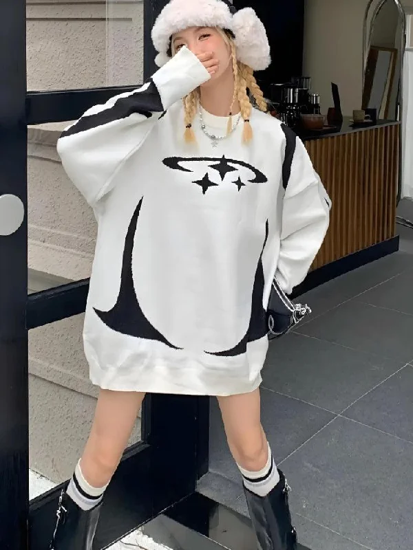 Y2K Star Futuristic Knitted Sweater Stylish Fashionable Trendy
