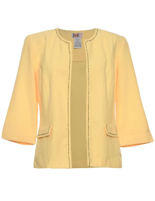 Pale Yellow Contrast Stitch Jacket - M Mesh Jacket Canvas Jacket Denim Jacket