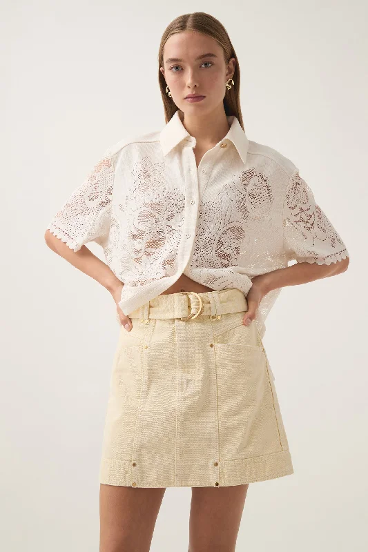 Ray Denim Mini Skirt belted skirt waist