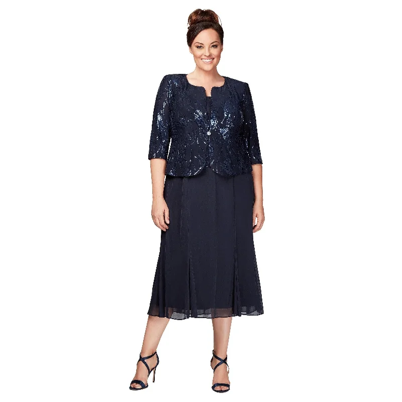 Navy 16W Alex Evenings AE496267 Short Plus Size Jacket Dress Sale Belted Jacket Elasticated Jacket Padded Jacket Navy 16W Alex Evenings AE496267 Short Plus Size Jacket Dress Sale Belted Jacket Elasticated Jacket Padded Jacket