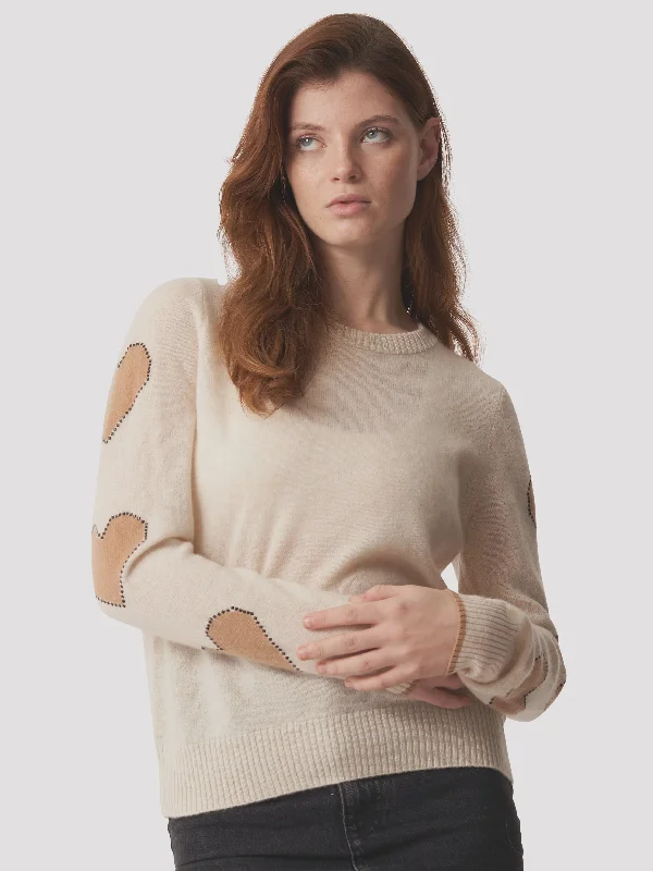 Bergen of Norway 100% grade A Mongolian Cashmere Sweater Beige with Camel Color Heart Welt Pockets Slit Pockets Flap Pockets Bergen of Norway 100% grade A Mongolian Cashmere Sweater Beige with Camel Color Heart Welt Pockets Slit Pockets Flap Pockets