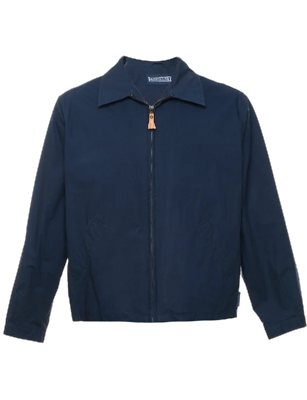 Land's End Navy Zip-Front  Jacket - S Wool Jacket Cashmere Jacket Tweed Jacket