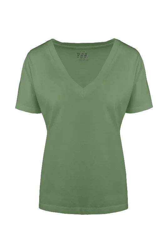 Bomboogie T-shirt da donna con scollo a V in cotone organico TW7359TJORI 305 wasabi green