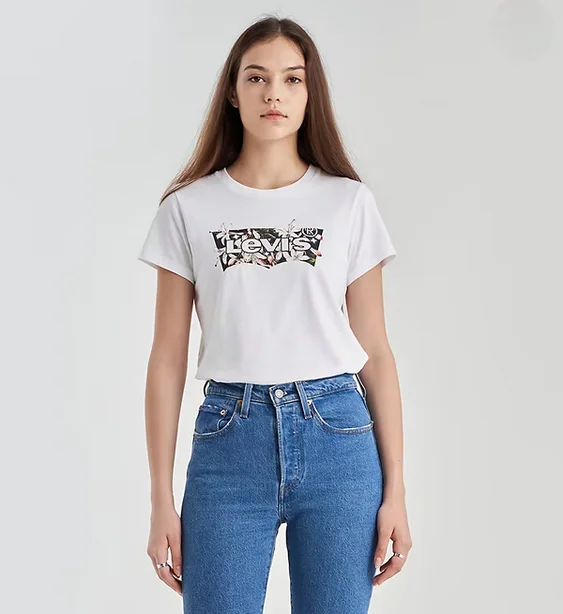 Levi's T-shirt manica corta con The Perfect Tee logo Classic 17369-2033 dark floral fill bright white